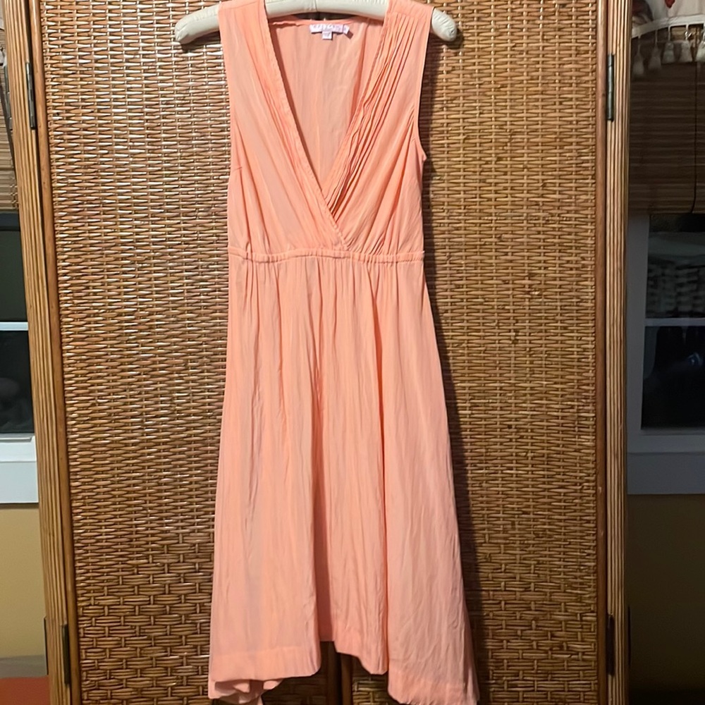 Calypso St Barth orange sleeveless dress size XS EUC high/low hemline